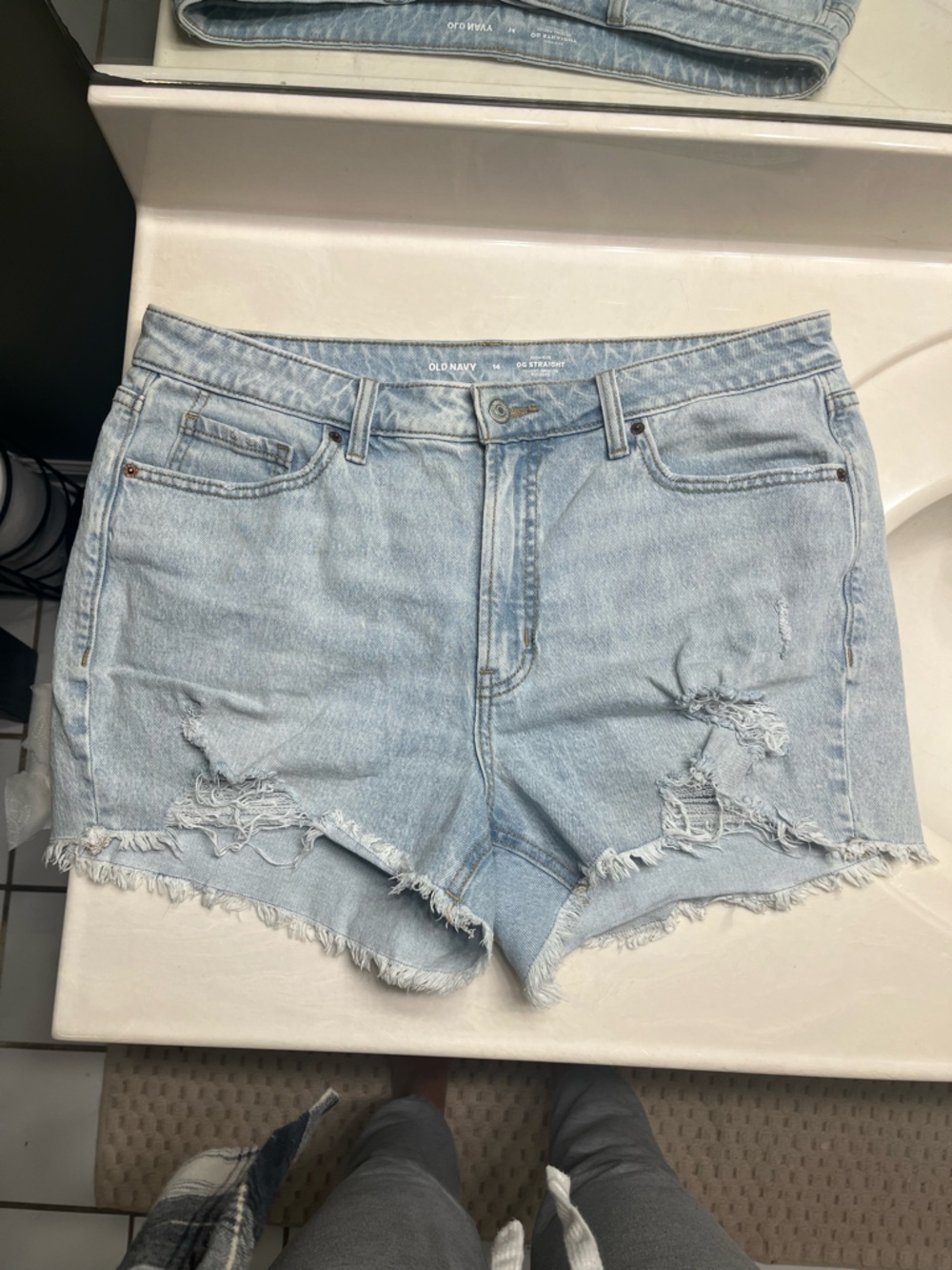 Old Navy Light Blue Distressed Denim Shorts